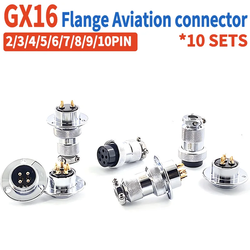 

10sets Aviation Socket Plug GX16-2/3/4/5/6/7/8/9/10P 16MM Rhombus Flange Seat DF16 Series Aviation Column Connector