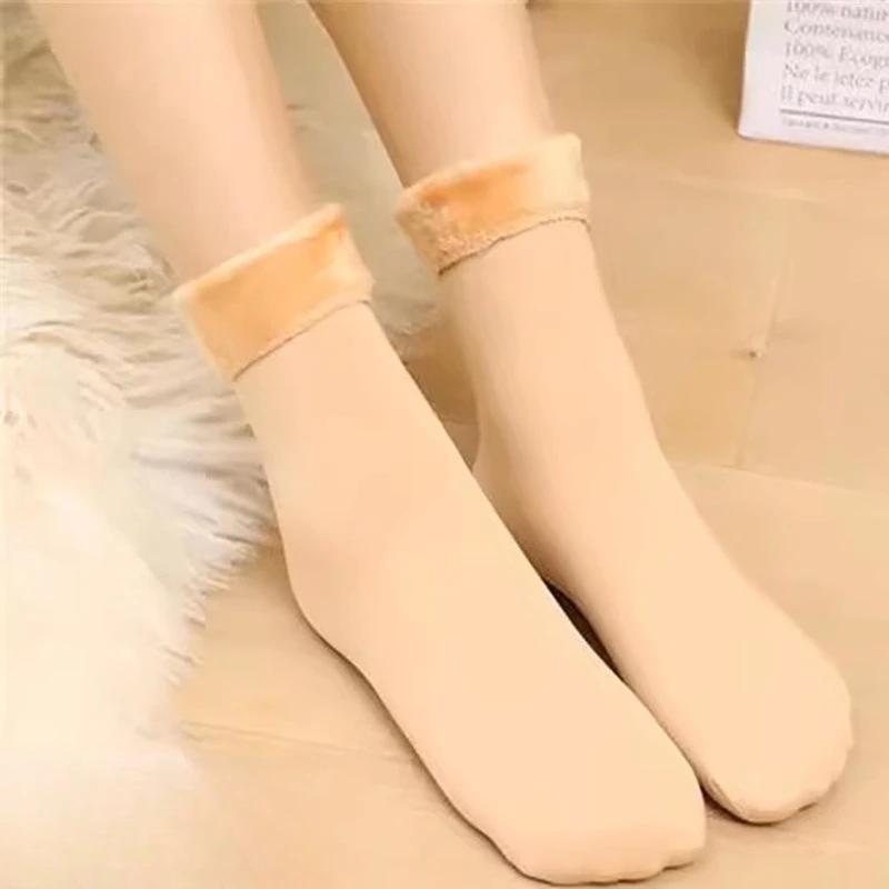 5 Par Dziewczęcych Skarpet Śnieżnych z Podszewką z Polaru, Grube, Ciepłe Skarpety do Połowy Łydki dla Kobiet, Tanie, Puszyste Skarpety na Jesień i Zimę, Zestaw