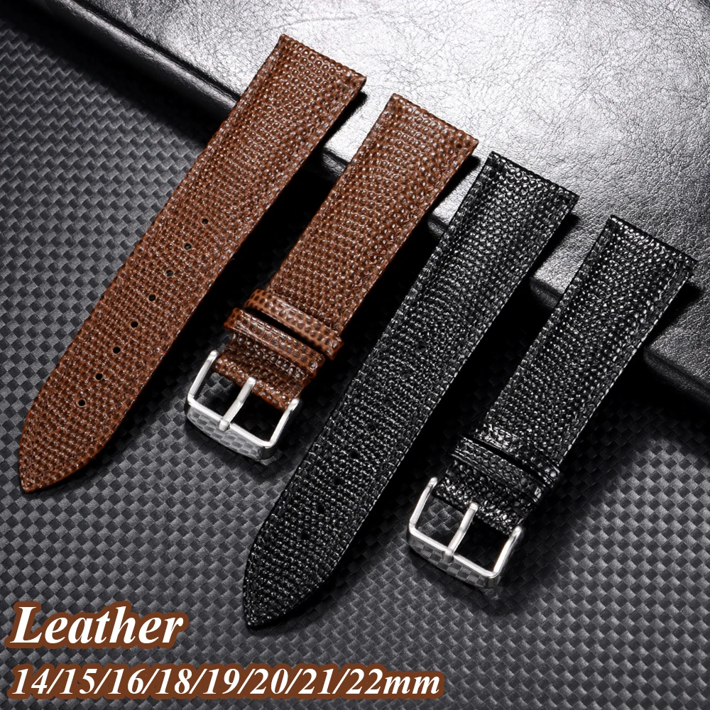 Fashion Leather Watchband Lizard Pattern Cowhide Watch Strap for Seiko Women Men Belt 14mm 15mm 16mm 18mm 19mm 20mm 21mm 22mm