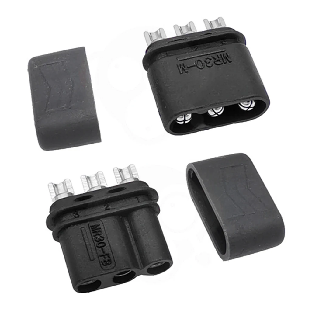 2 Set Amass MR30 3Pin 3-Core Male Female Plug Nickel-plated Connector Sheathed for UAV Drone Aircraft Model LiPo Battery Power