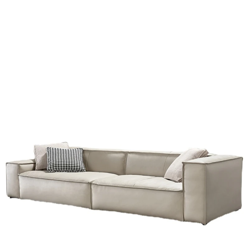 ZL Leather Sofa First Layer Cowhide Tofu Block  Living Room down