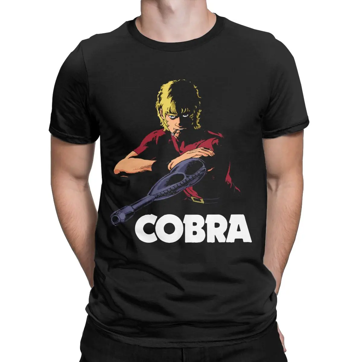 Space Adventure Cobra Men\'s T Shirt Anime Manga Amazing Tees Short Sleeve Round Neck T-Shirts Cotton Classic Clothes