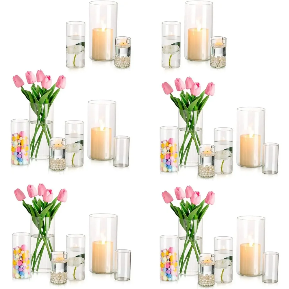 

Glass Hurricane Candle Holder Set of 30,Tall Cylinder Vase,Clear Glass for Pillar Candles, Floating Candles Holder Wedding Decor