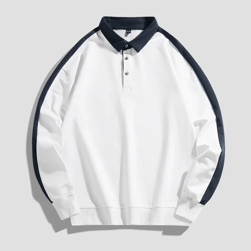 TFETTERS Brand Casual Fashion Sweatshirts for Man Turn Down Collar Long Sleeve Color Blocking Pullovers Men Popular Office Tops