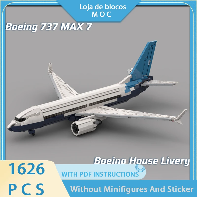 Exquisite New Product MOC Building Blocks Aviation Model Boeing 737 MAX 7- Factory Painting (1:65) Technology Modular DIY Set