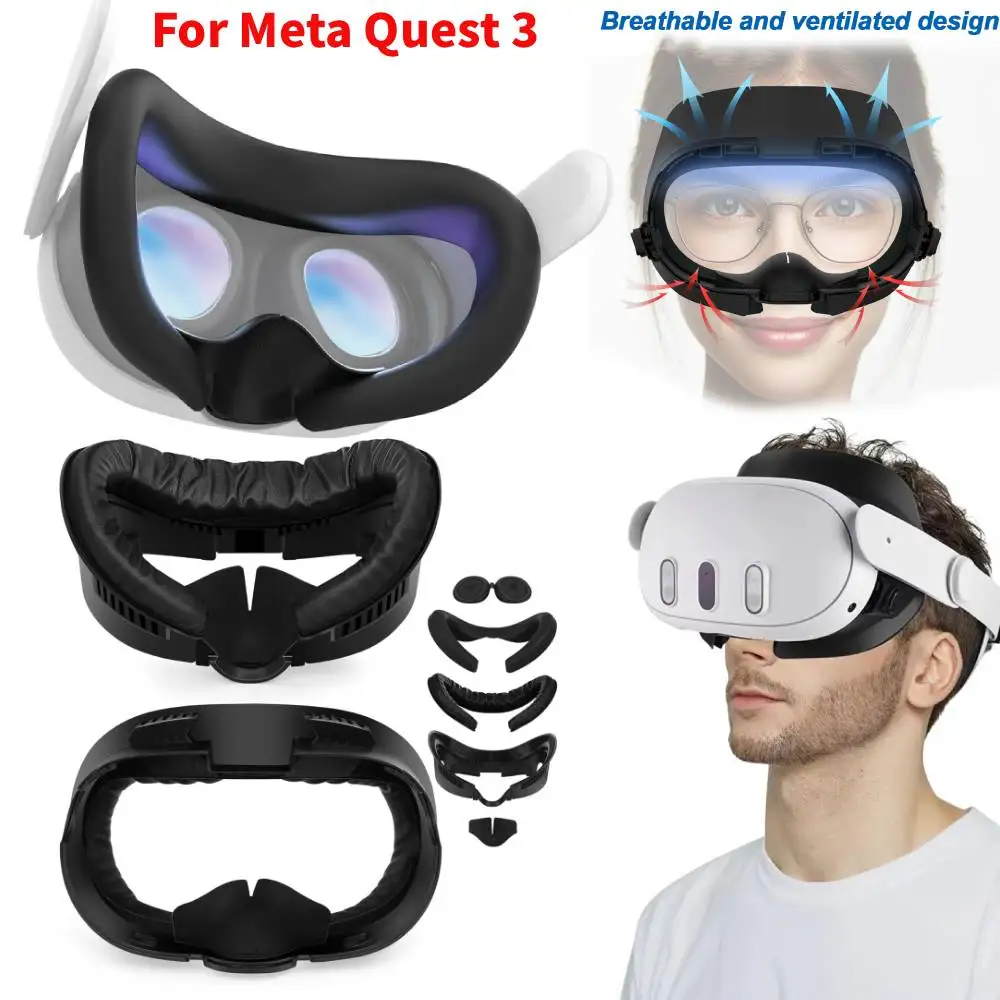 

Модернизированный AMVR чехол для маски из искусственной кожи для Meta Quest 3, интерфейс для лица, регулируемый по высоте кронштейн, аксессуары для очков VR