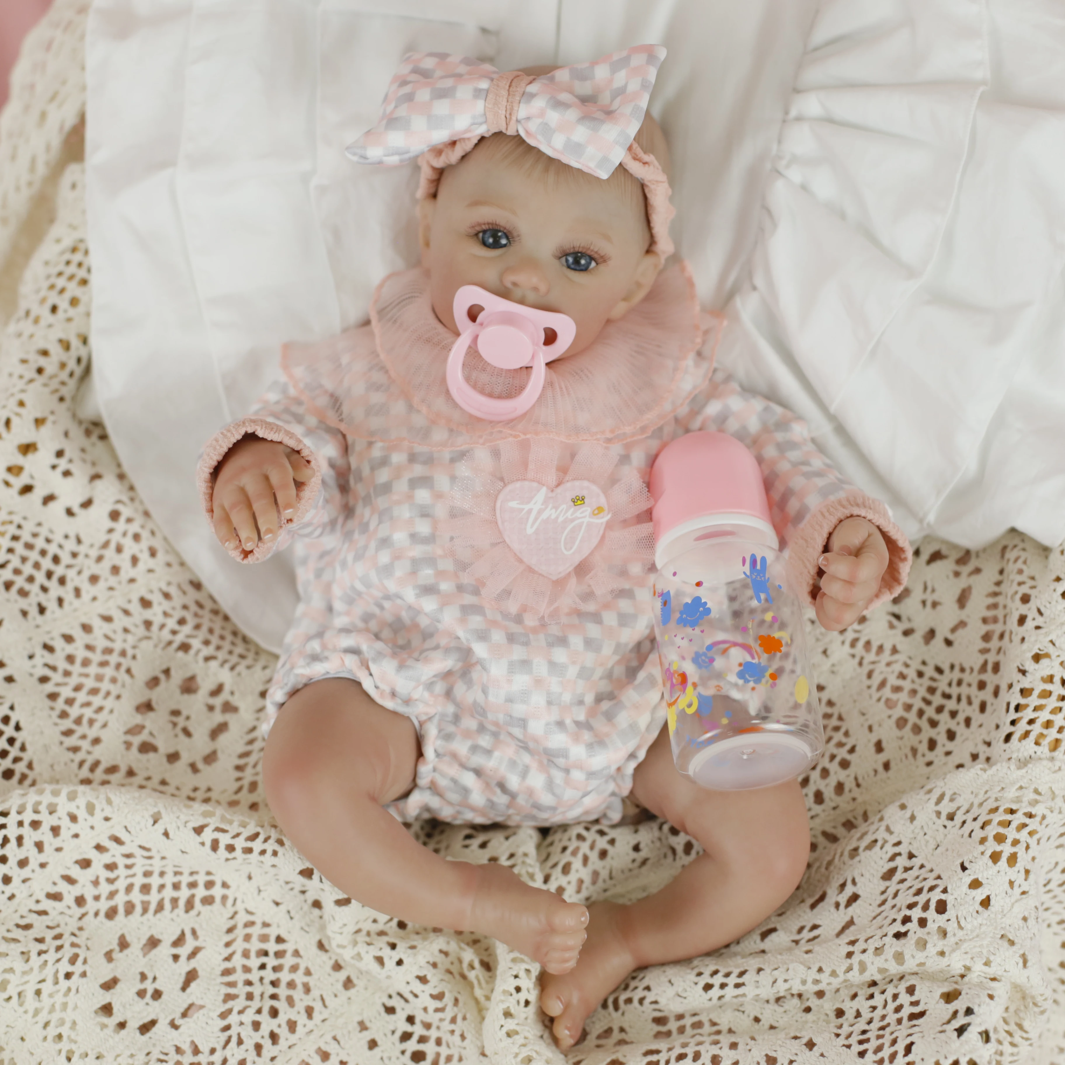 18インチ リボーンドール フルビニールボディ 女の子 メドウ 新生児 手作り 3Dスキン 可視血管 コレクターズアートドール クリスマスプレゼント