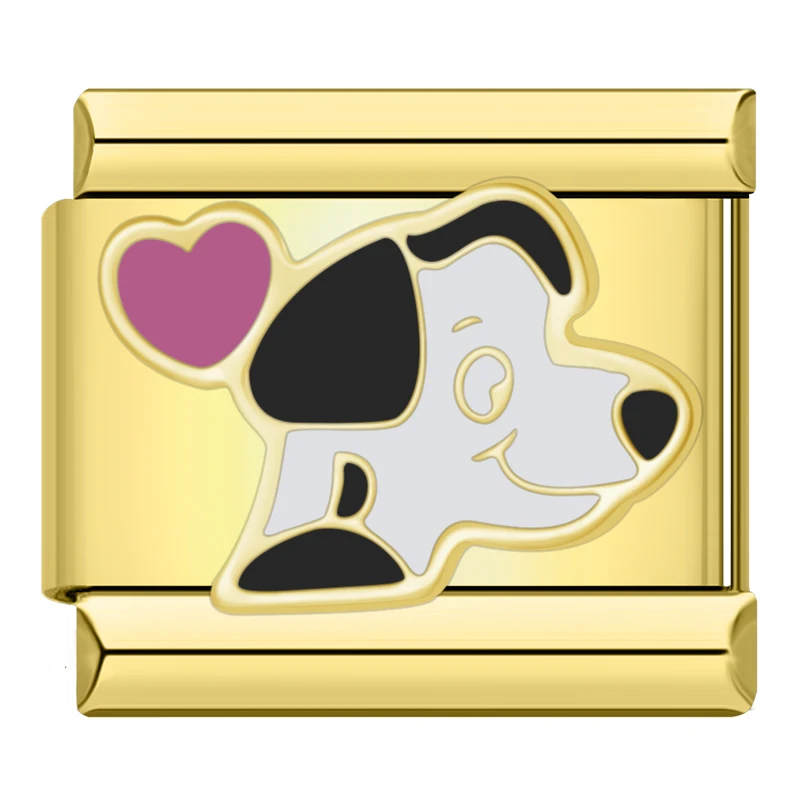Hapiship Family Fashions Animals Dog Cat Panda Heart Love Charm Links Fit 9mm Bracelet Stainless Steel Making DIY Jewelry NEW046