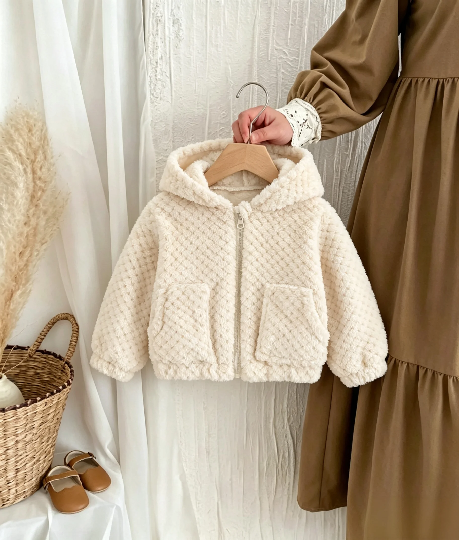 Winter New Pink Hooded Baby Girl Coat Casual And Simple Children'S Long Sleeved Clothes (6 Months -3 Years Old)