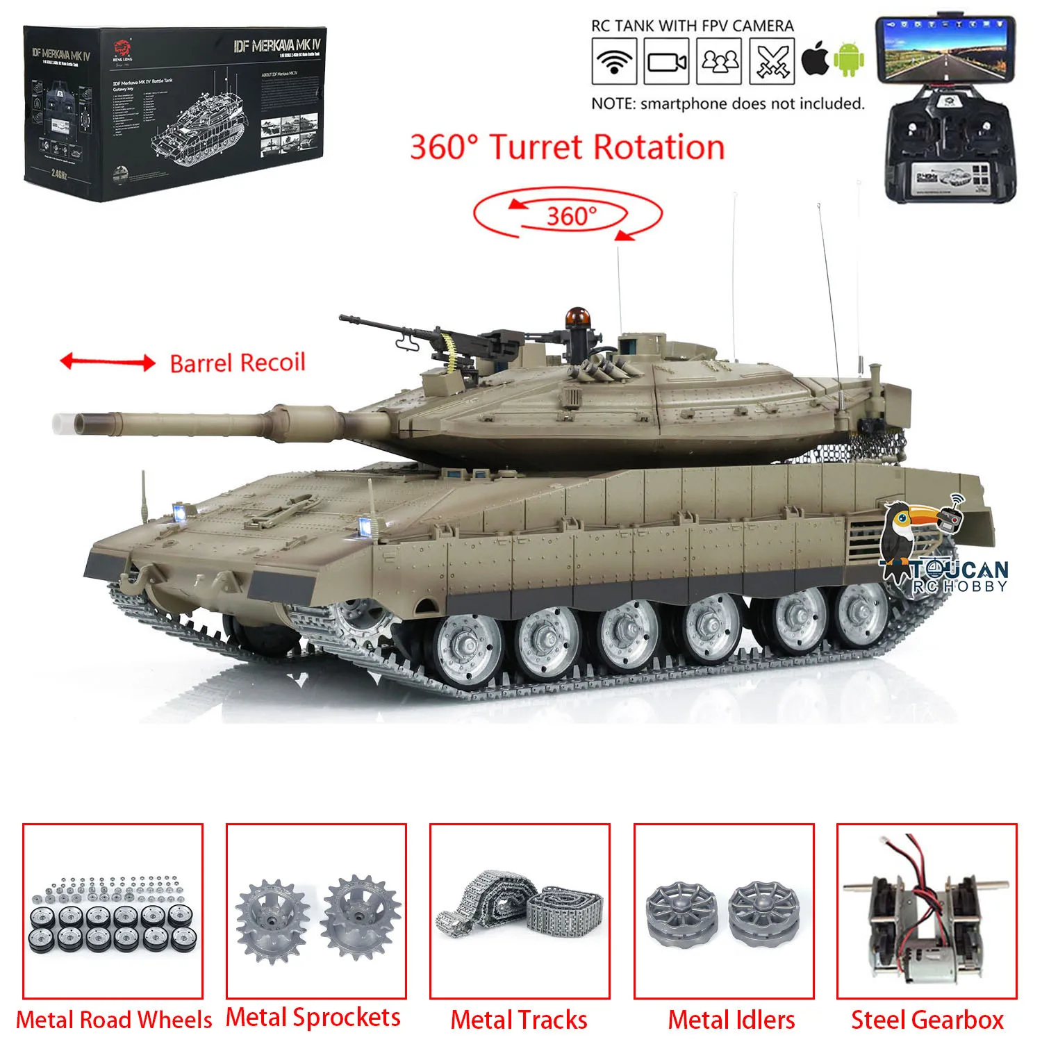 

Heng Long Remote Control Tank 1/16 TK7.0 IDF Merkava MK IV Professional Edition FPV Tanks Toucan RC Модель автомобиля