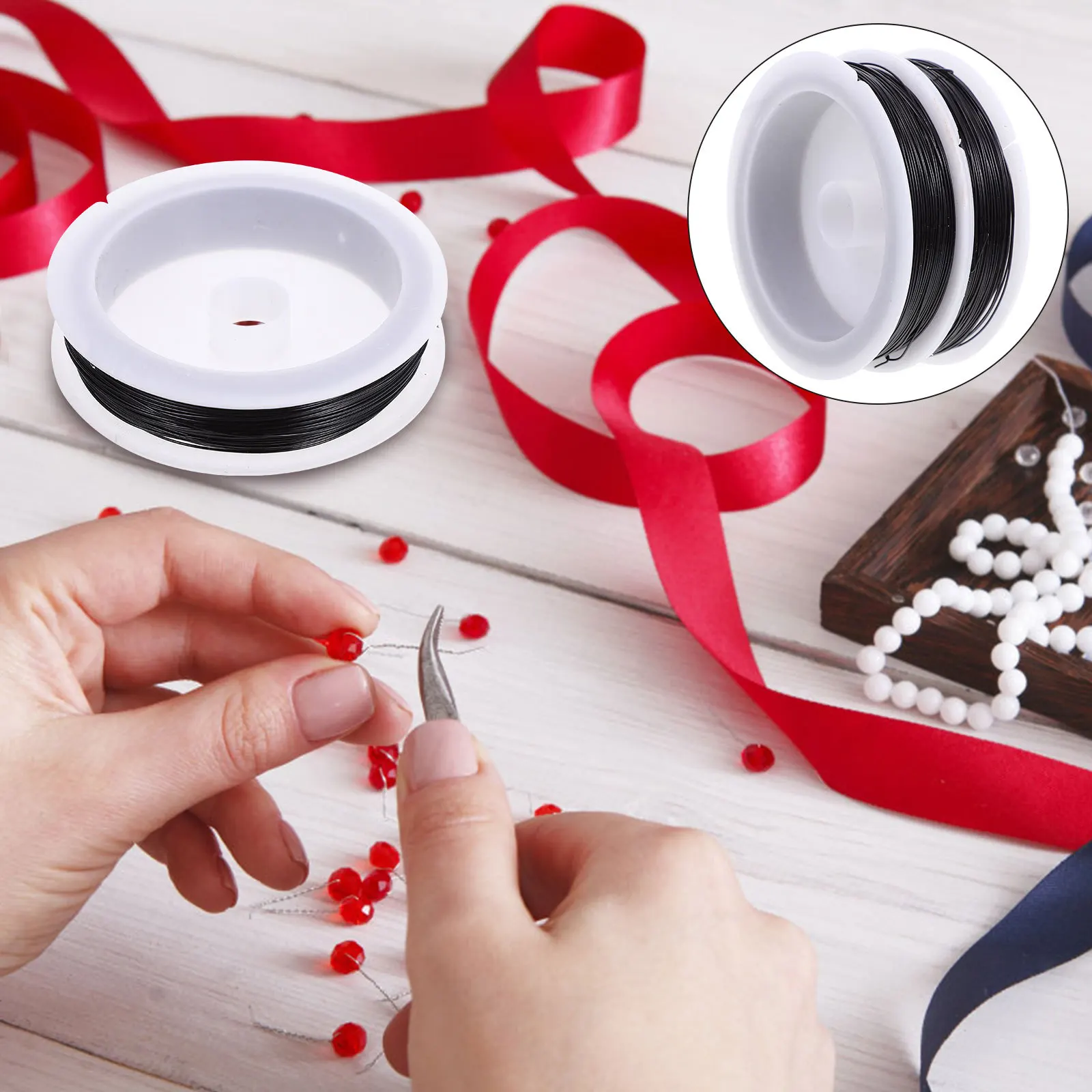 

Colored Wire 2 Rolls Flexible Lightweight Non-Fading Artistic Wire for Necklace Bracelet Craft Projects Christmas Decor