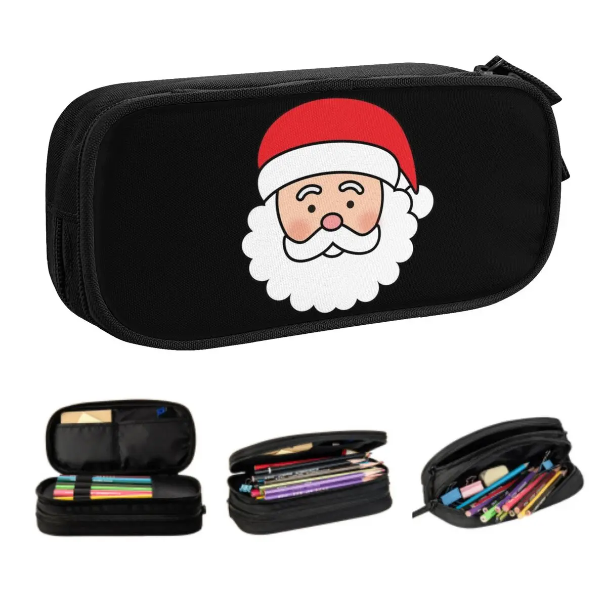 Custom Christmas Head Kawaii Pencil Case Girl Boy Large Capacity Pencil Box Students Stationery
