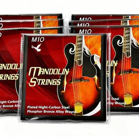 Mandolin Strings - Plated Hight-Carbon Steel, Phosphor Bronze Alloy Wound, Light (10-34), 8-String Set