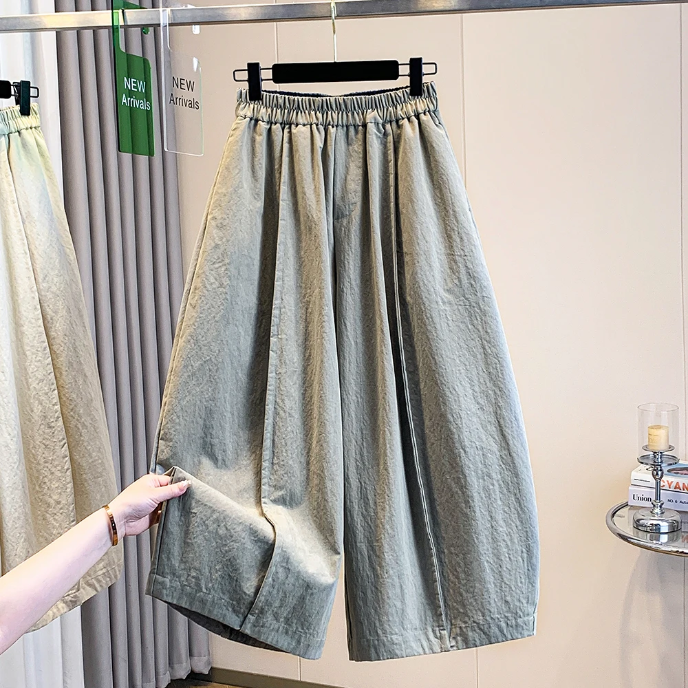 

Loose Wide Leg Pants Women's Small Size Knife Summer Thin Eighteen Lanterns High Waist Effect Casual Cotton Trousers