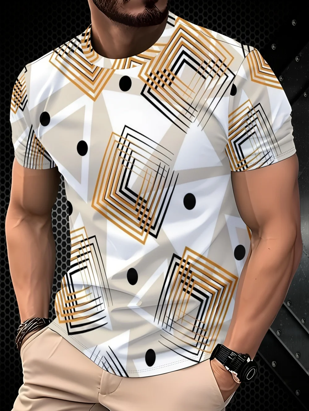 New British-Style Men's Simple Short-Sleeved T-Shirt 3D Printed Retro Fashion Round Neck Top Tees Casual Sportswear Men Clothes