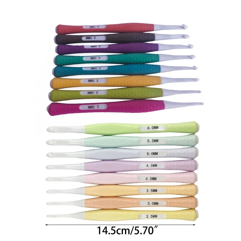 8Pcs Crochet Hooks With Soft Handle Plastic Handle Knitting Needle