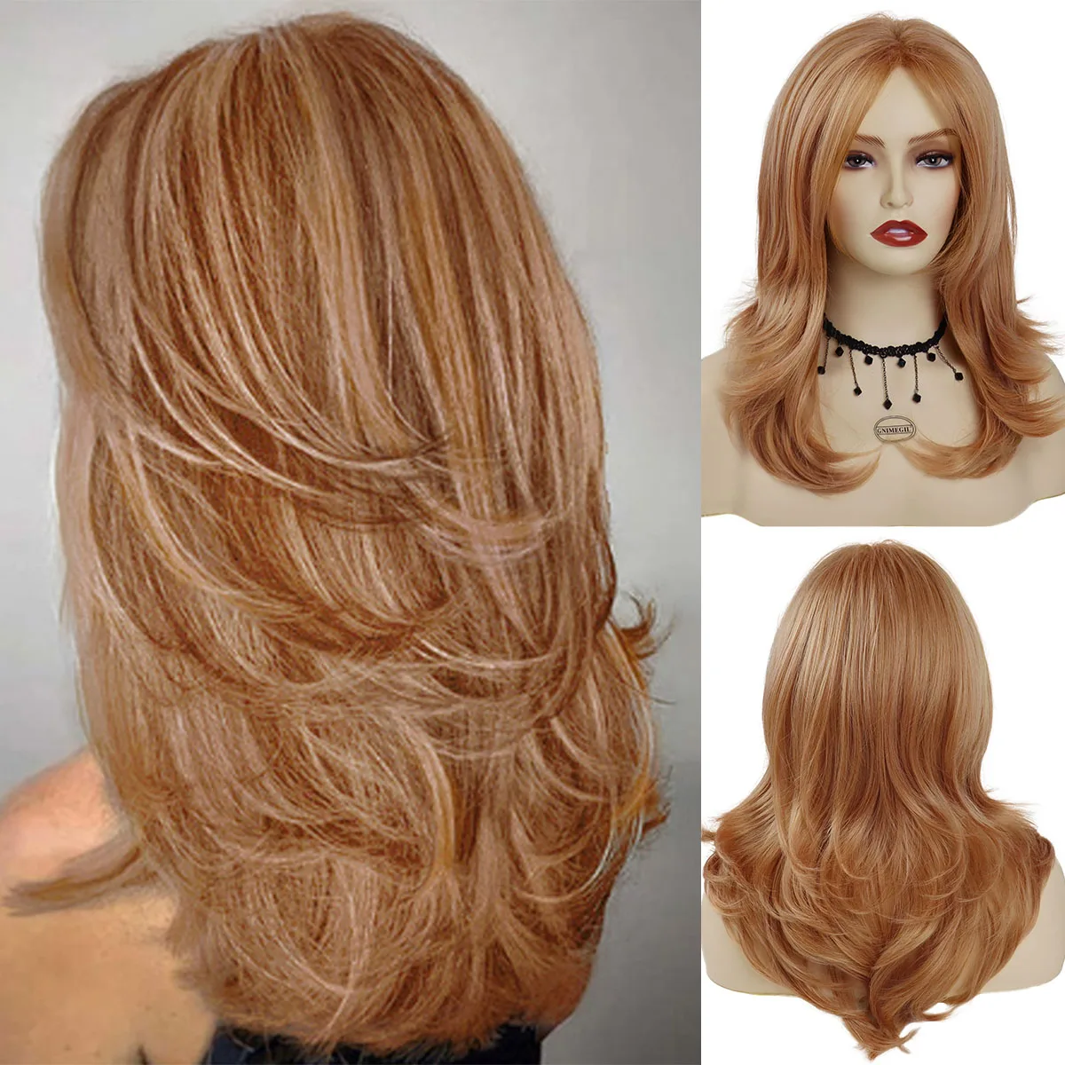 

22-дюймовый синтетический длинный прямой парик для женщин и девочек, рыжие волосы, натуральные пушистые парики для матери со средним пробором, повседневный косплей, Хэллоуин