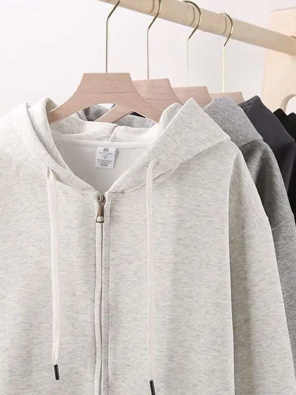 

Молодежный кардиган на молнии с капюшоном, свободный мужской свитшот с длинными рукавами, повседневная универсальная модная мужская одежда из полиэстера и хлопка