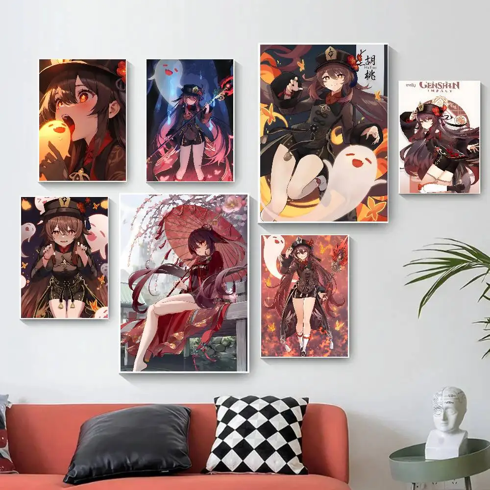 HutaO- Genshin ImP-act HD Print Anime Canvas Poster, Manga Artwork Wall Painting, Bedroom Dorm Decor, Aesthetic Wall Art Gift
