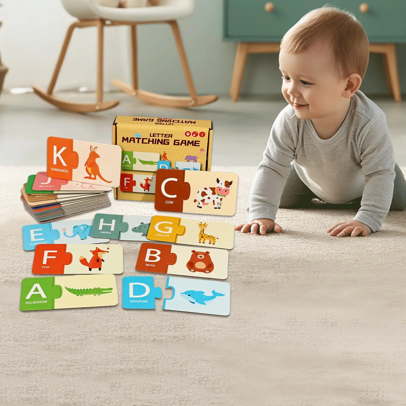 Toddler Cards Matching Toy Kids Letters Learning Matching Cards Parent-Child Interactive Early Learning Toy For Children 1.5–6