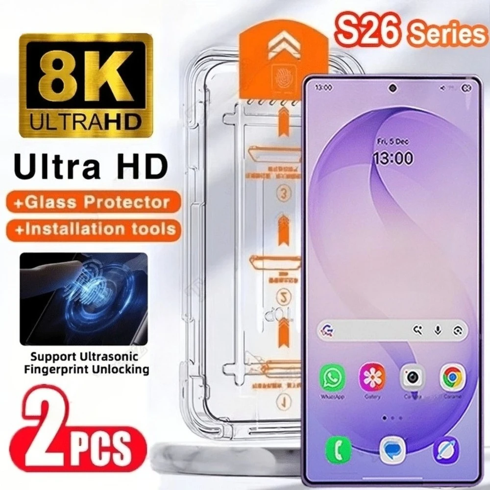 2 Stück Vollbild-Displayschutzfolie für Samsung Galaxy S26 S25 S24 Ultra S23 S22 S21 Plus S24 S25 FE mit Ein-Klick-Installation