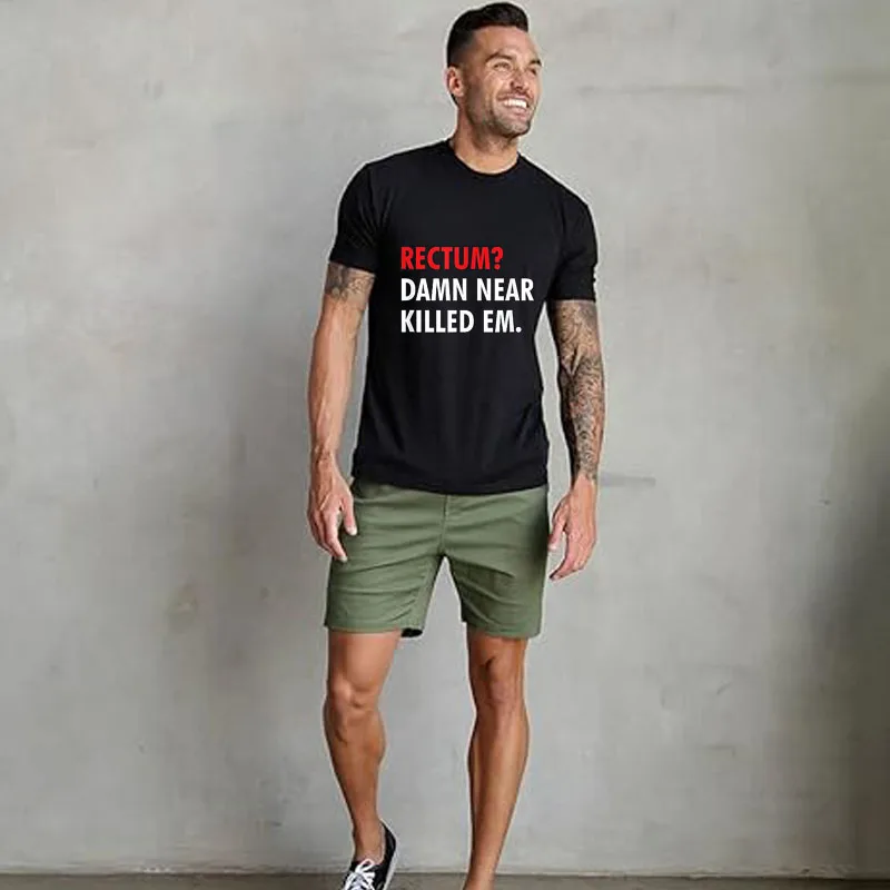 Rektum? Fast Habe Sie Getötet T-Shirt Y2k Lustiger Rectum Dad Style Witz-Geschenk-Shirt Humor Personalisierte Buchstaben Bedruckte Herrenbekleidung – Detail 5