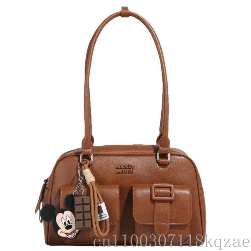 

Mickey Bowling Bag Large Capacity Crossbody Shoulder Bag for Women Maillard Style Tote
