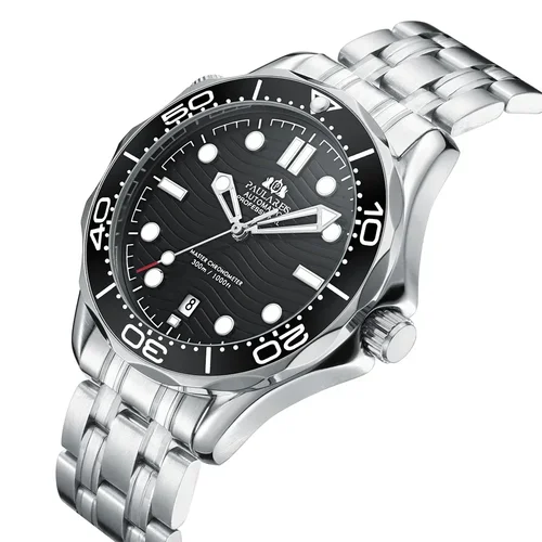 Imagen 2 del producto Reloj automático para hombre, movimiento mecánico de viento automático, acero inoxidable, informal, oro amarillo, plata, azul, relojes de moda Master Wave