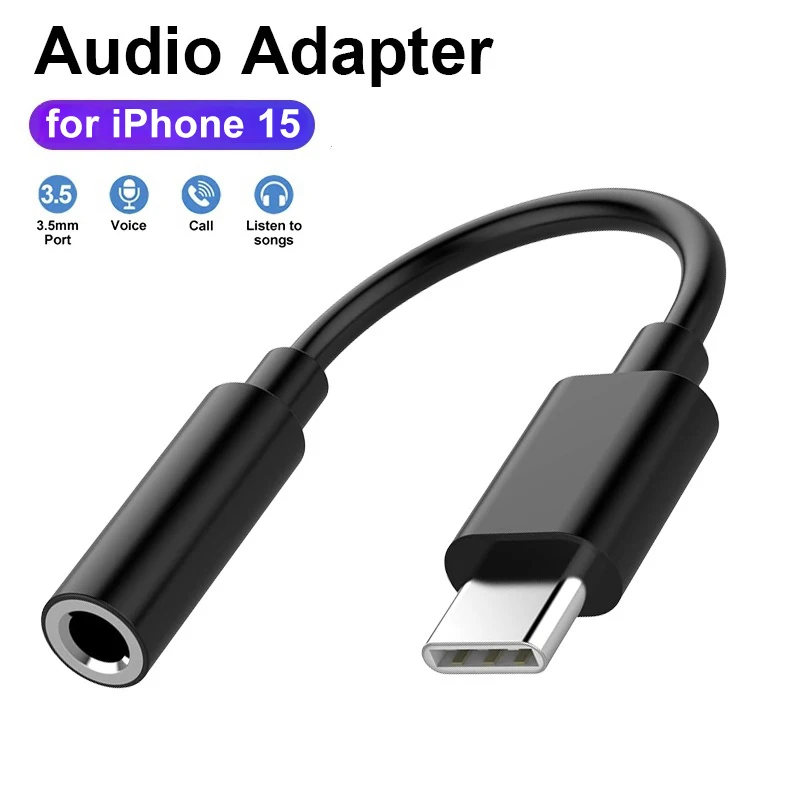 Headphones Adapter Cable For Apple iPhone 15 Pro Max Plus For Samsung Xiaomi Type C to 3.5mm Audio Converter Phone Accessories