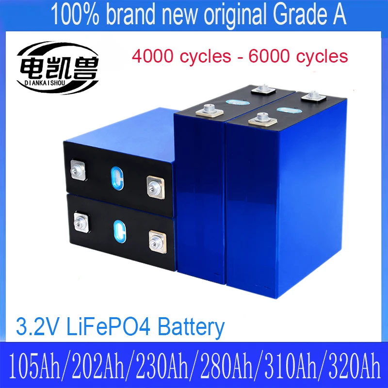 

New 3.2V 310Ah 320Ah Lifepo4 Rechargeable battery 3C High power DIY12v 4S 24v Electric car Solar RV Inverter Lithium Iron Cells