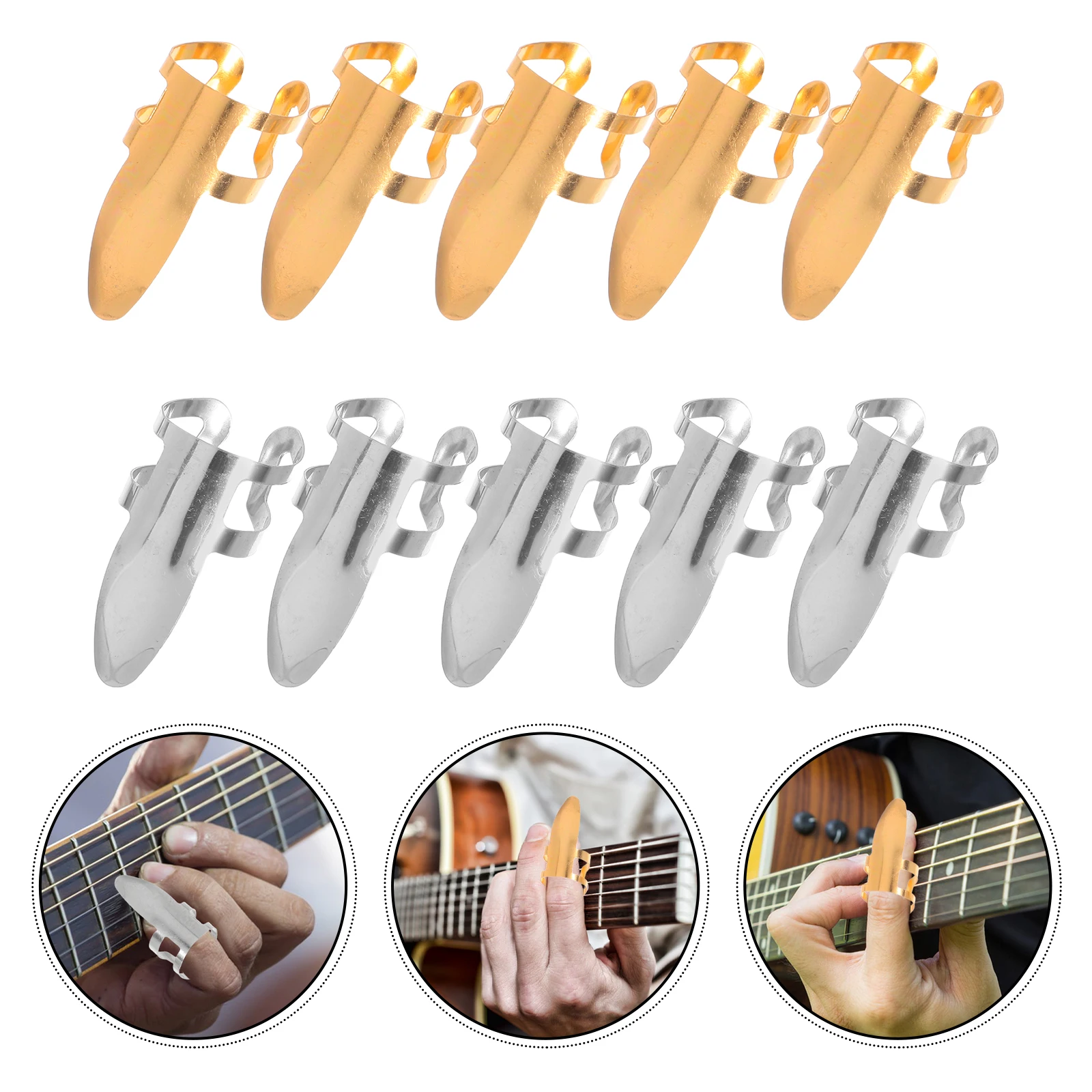 

10Pcs Stainless Steel Guitar Finger Picks Adjustable Thumb Picks for Acoustic Electric Bass Banjo Guitar Player Accessories