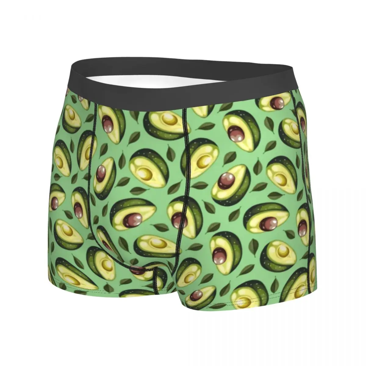 Trendy Green Avocado Underwear Cute Fruit Print Boxer Shorts Trenky Men Panties Stretch Shorts Briefs Gift