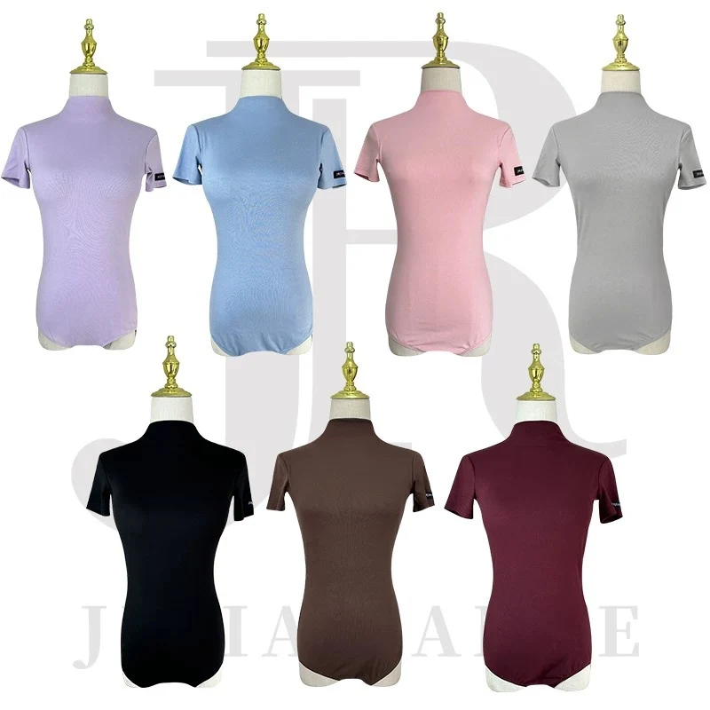 

New Latin Dance High-Neck Tops Women'S Ballroom Waltz Tango Performance Tops Adult Short Sleeve Dance Practice Bodysuit VBH1677
