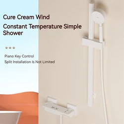 Bath White Digital Led Cold And Hot Bathroom Rain Shower System Rain Mixer Shower Rainfall Shower Head Faucet With Handheld Tap