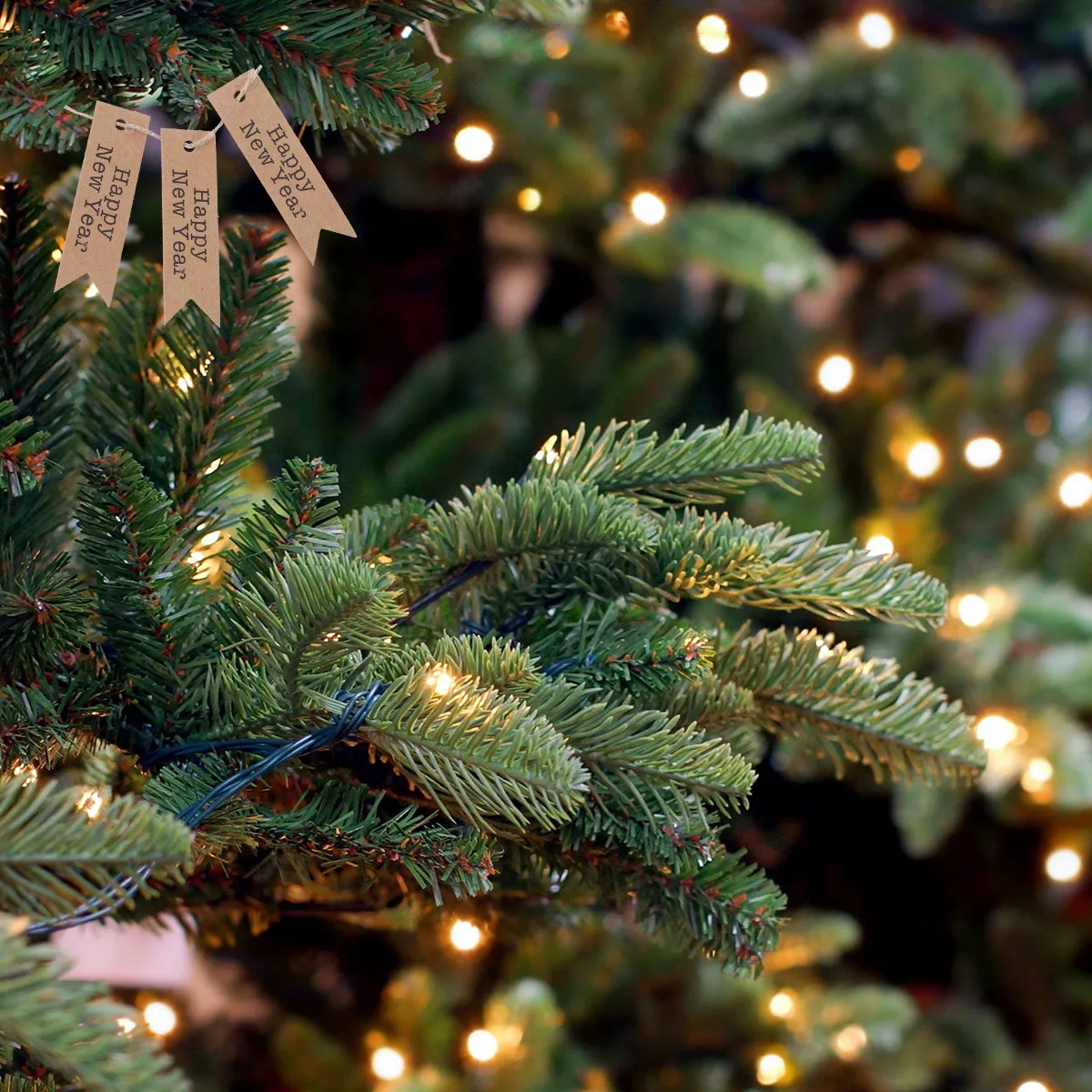 

100 шт. бирок из крафт-бумаги с дизайном «ласточкин хвост», подарочные этикетки на английском языке к Новому году, бумажные бирки для самостоятельного изготовления, бирки «С Новым годом»