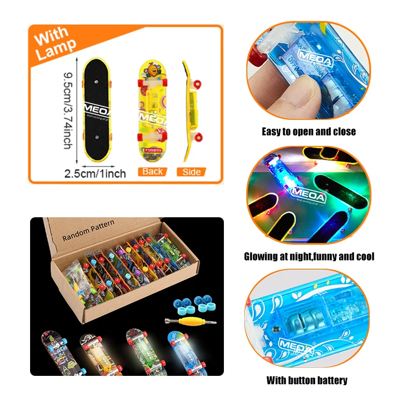 Doppia piastra di deformazione tavola da dito con lampada ponte in metallo luminoso mini skateboard colore casuale superficie smerigliata giocattoli da dito regalo