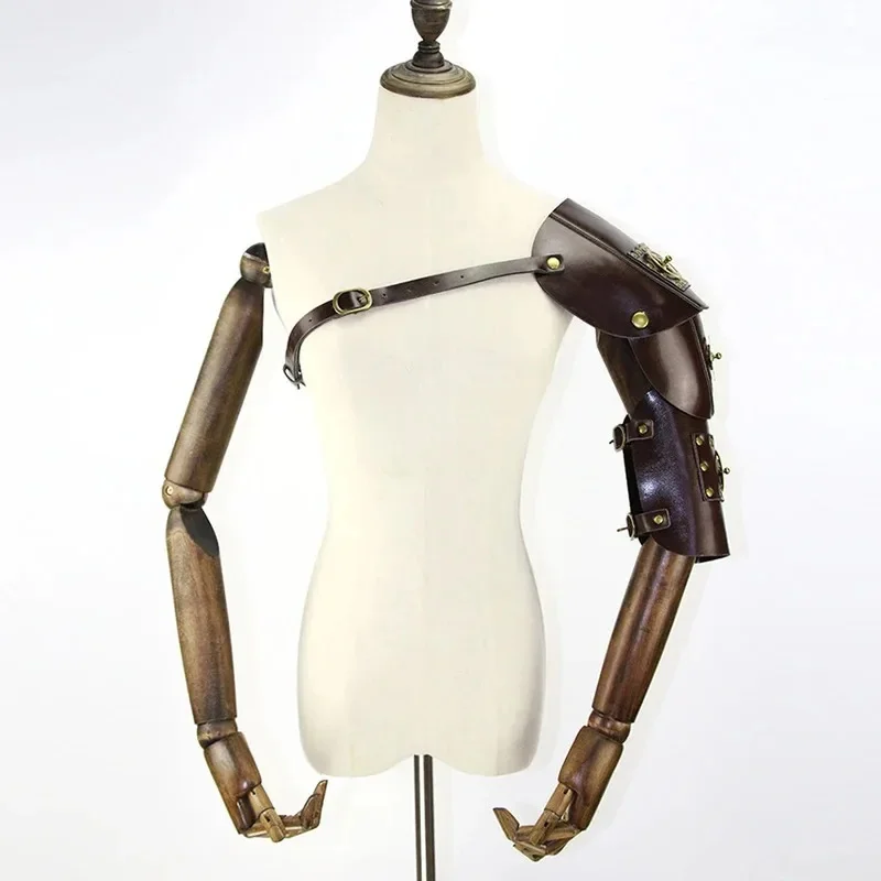 (#^.^#) 2026 New Steampunk Arm Guard Retro Gear Mechanical Medieval Cyberpunk Leather Shoulder Armor Archer Shield Pr →_→LOOK ME - view 6
