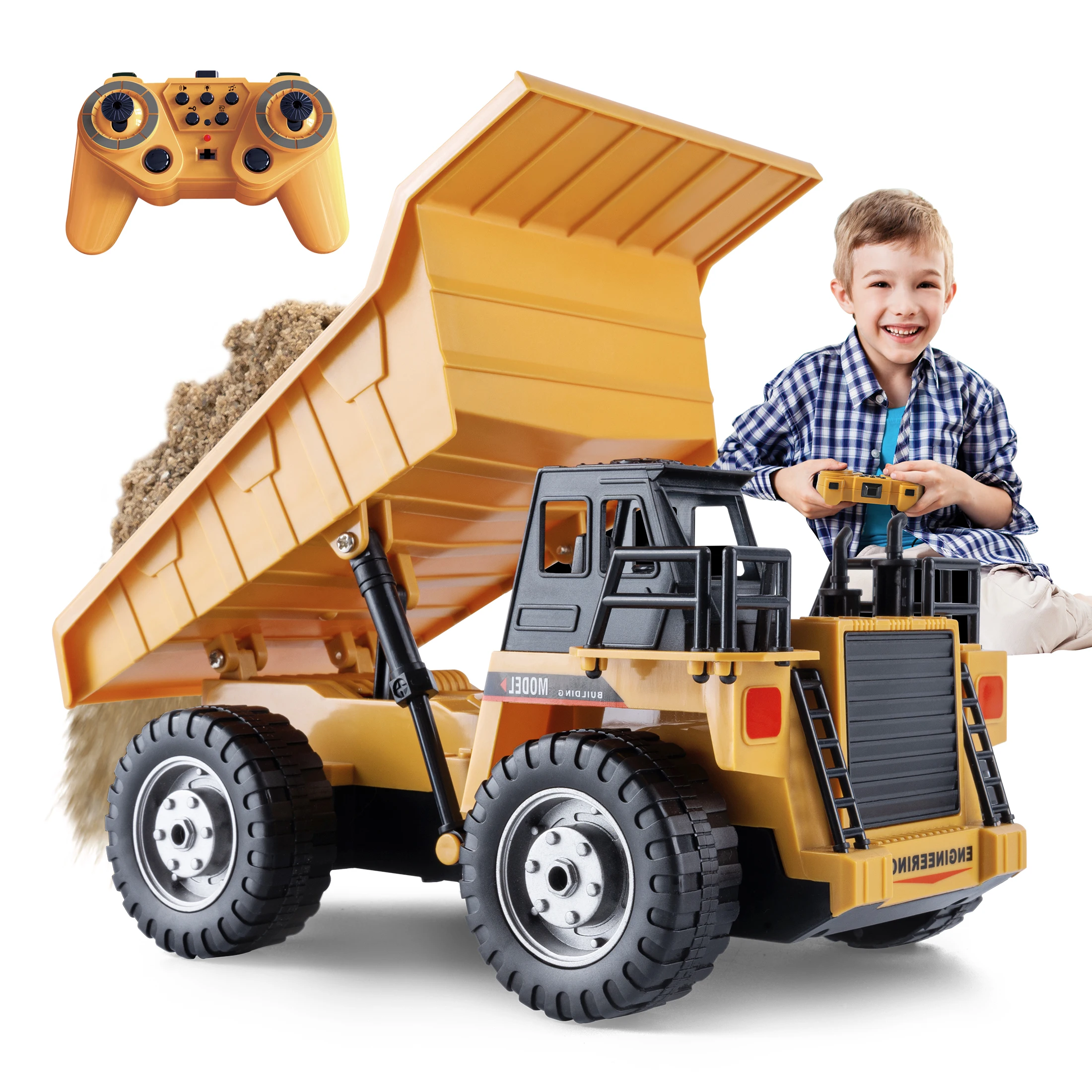 New 2.4G Remote Control Excavator Dump Truck RC Model Car Toy Professional Alloy Plastic Simulation Construction Vehicle for Kid