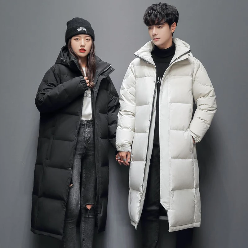

Thiened Long down Jaet Anti-Cold Knee-Length ex Winter Outerwear Youth Faion Waterproof Windproof White Du down