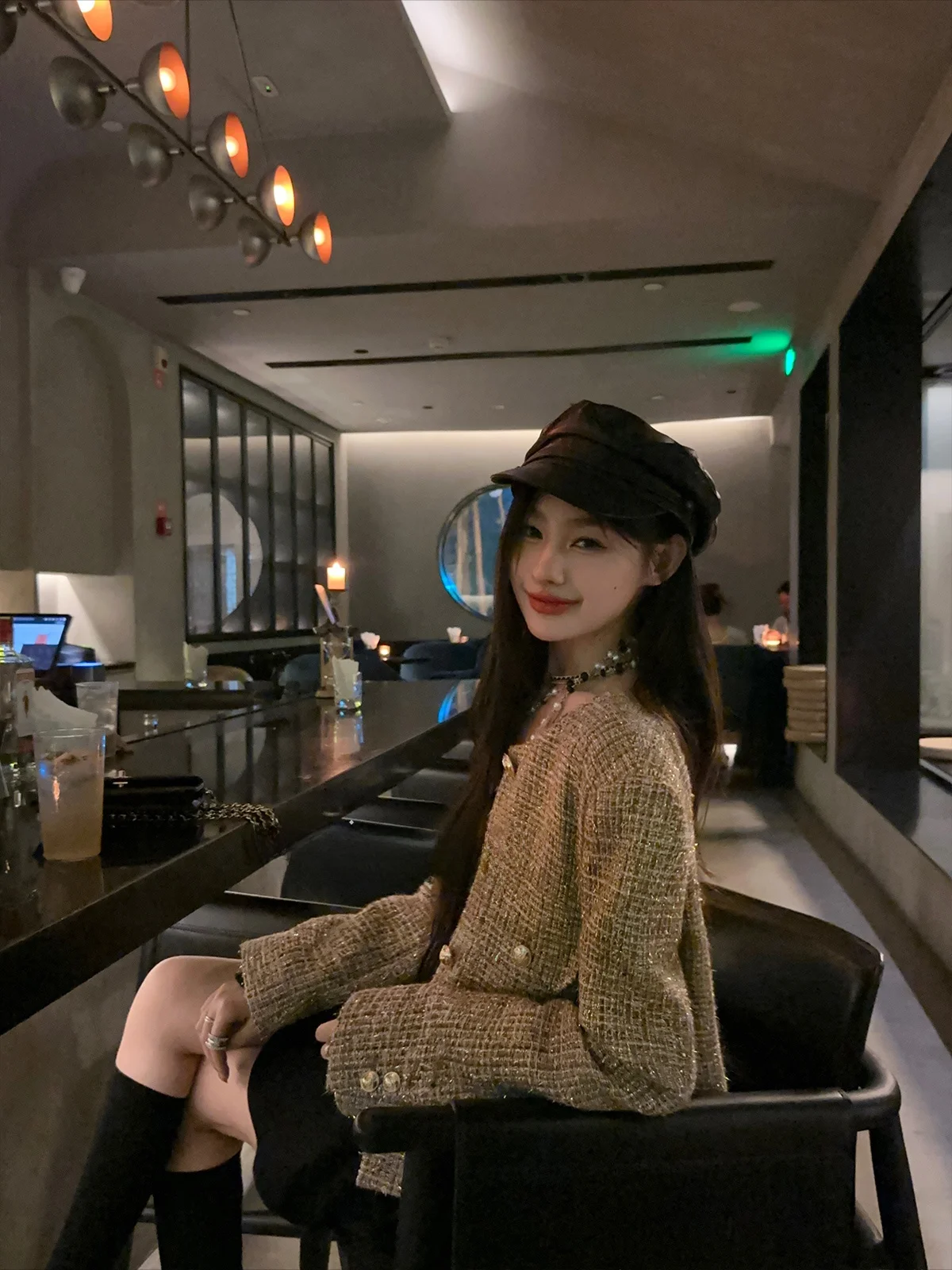 

Chien Premium Woolen Autumn Winter Jaet Women's Ele Golden Fraance Sle ort Coat Polyester Cotton Blend Long Sve