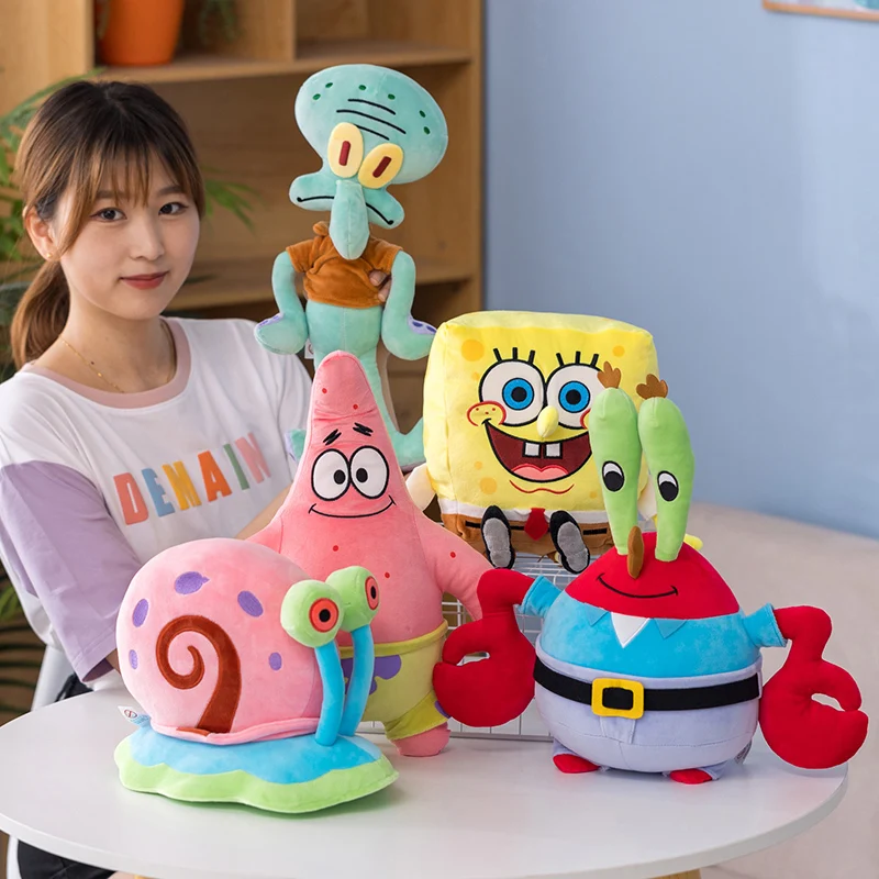 سبونجبوب سكوير بانتس أفخم Peluche دمية باتريك ستار يوجين H. Krabs غاري الحلزون ألعاب من نسيج مخملي رمي وسادة لطيف بلوشيز دمية