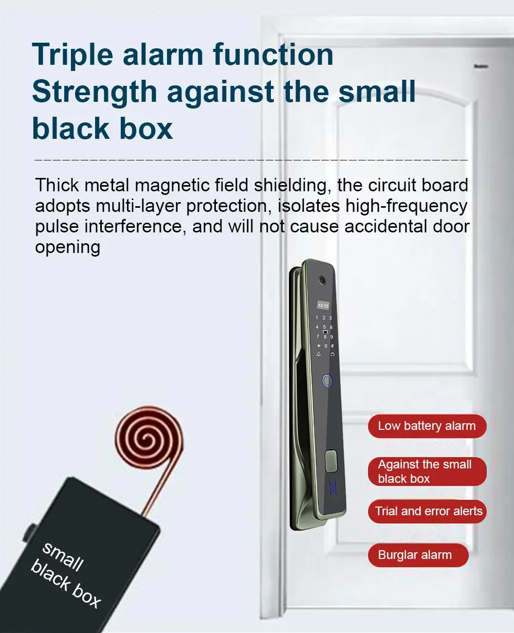 Alumínio Fingerprint Sliding Glass Door Lock, Tuya WiFi, Smart Card