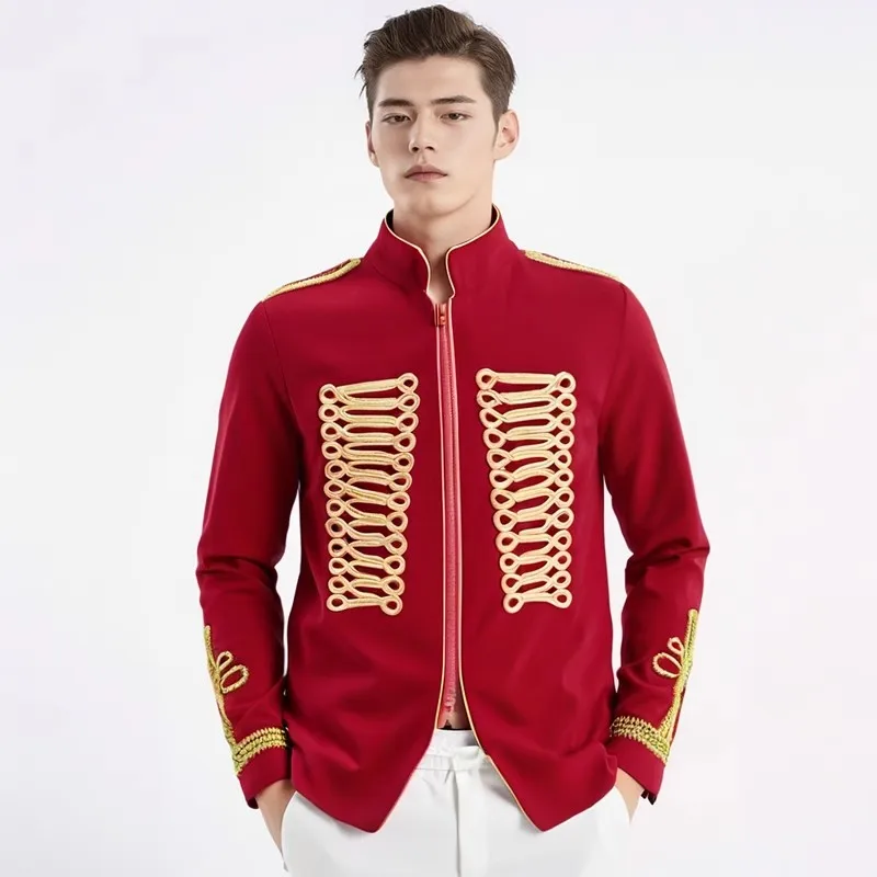 

European Style Men's Palace Suit Jacket Middle Ages Drama Performance Cosplay Party Red Black Court Blazer Jacket Singer Tuxedo