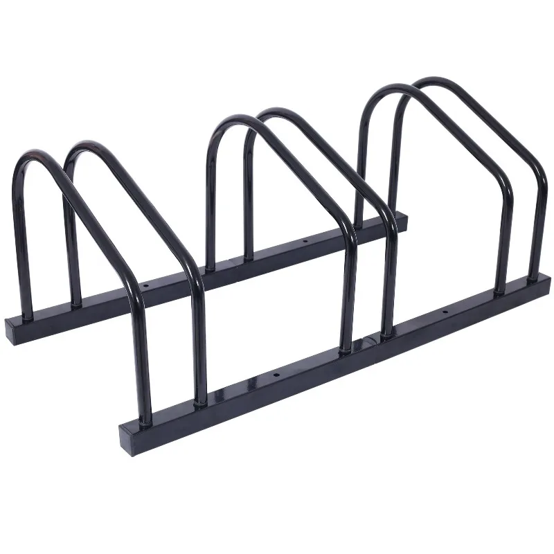 

3-Bike Floor Bike Rack - Indoor Outdoor Bicycle Parking Stand 22-28 Inch Wheel Bike Storage Rack for Garage Home Organization