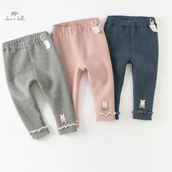 Dave Bella Children's Pants New Winter Girls' Casual Fashion Cute Tight Pants Plush Warm Leggings Sport Outdoor DB4237950