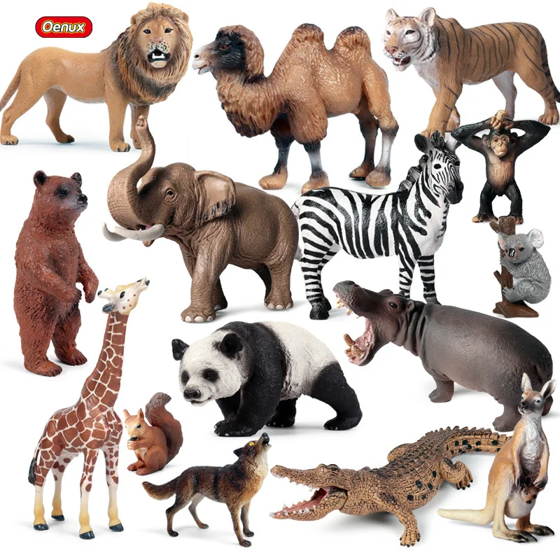 

15PCS African Wild Animal Simulation Zoo Lion Tiger Elephant Giraffe Model Action Figures PVC Educational Cute Kids Toys