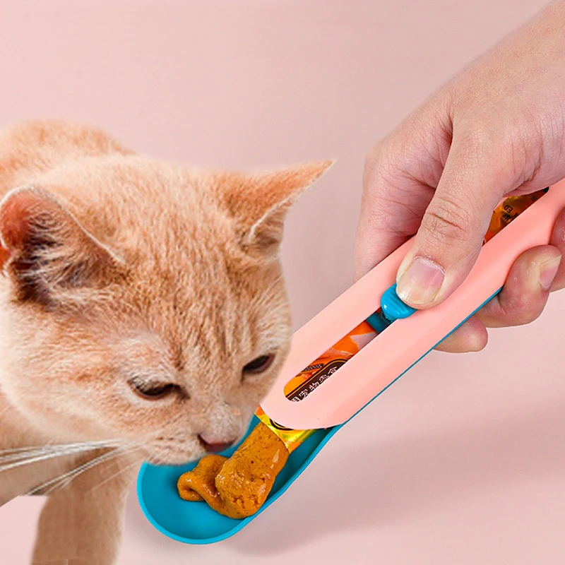 Pet Feed Spoon Food Scoop Cat Treat Bars Squeezer Cereal Dispenser Puppy Kitten Snack Liquid Food Scoop Kitty Treat Accessories