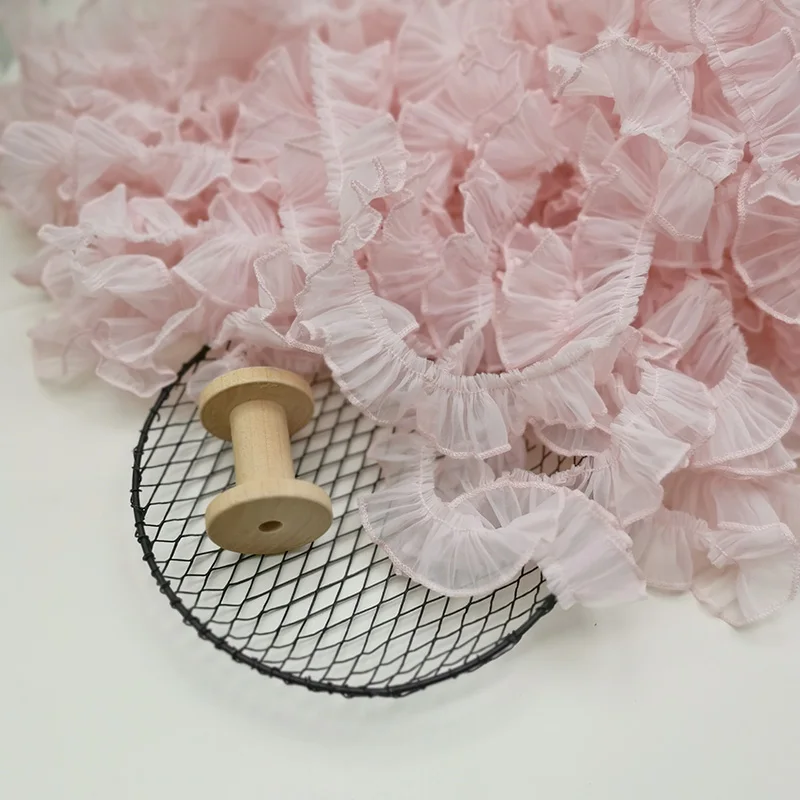 1meter Mint Green Pink Pleated Corrugated Lace Soft Folded Material Ribbon Dress Collar Edge Trim Sewing Supplies 3cm 5cm width
