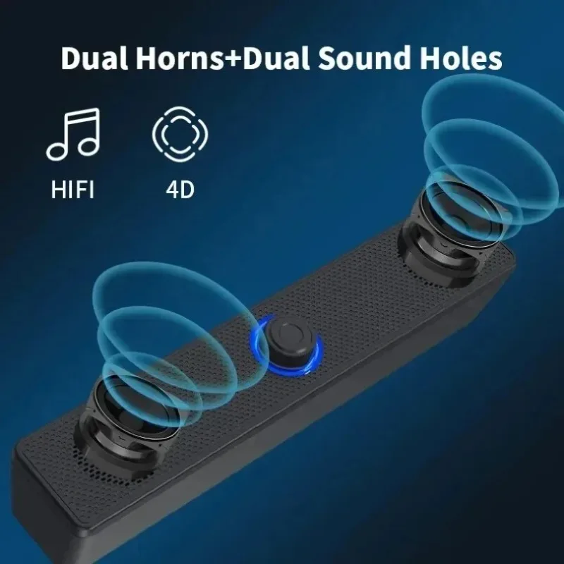Strong Bass Bluetooth Computer Soundbar Wired USB Powered For PC For Laptop For TV For Desktop For Home Office Gaming Daily Use
