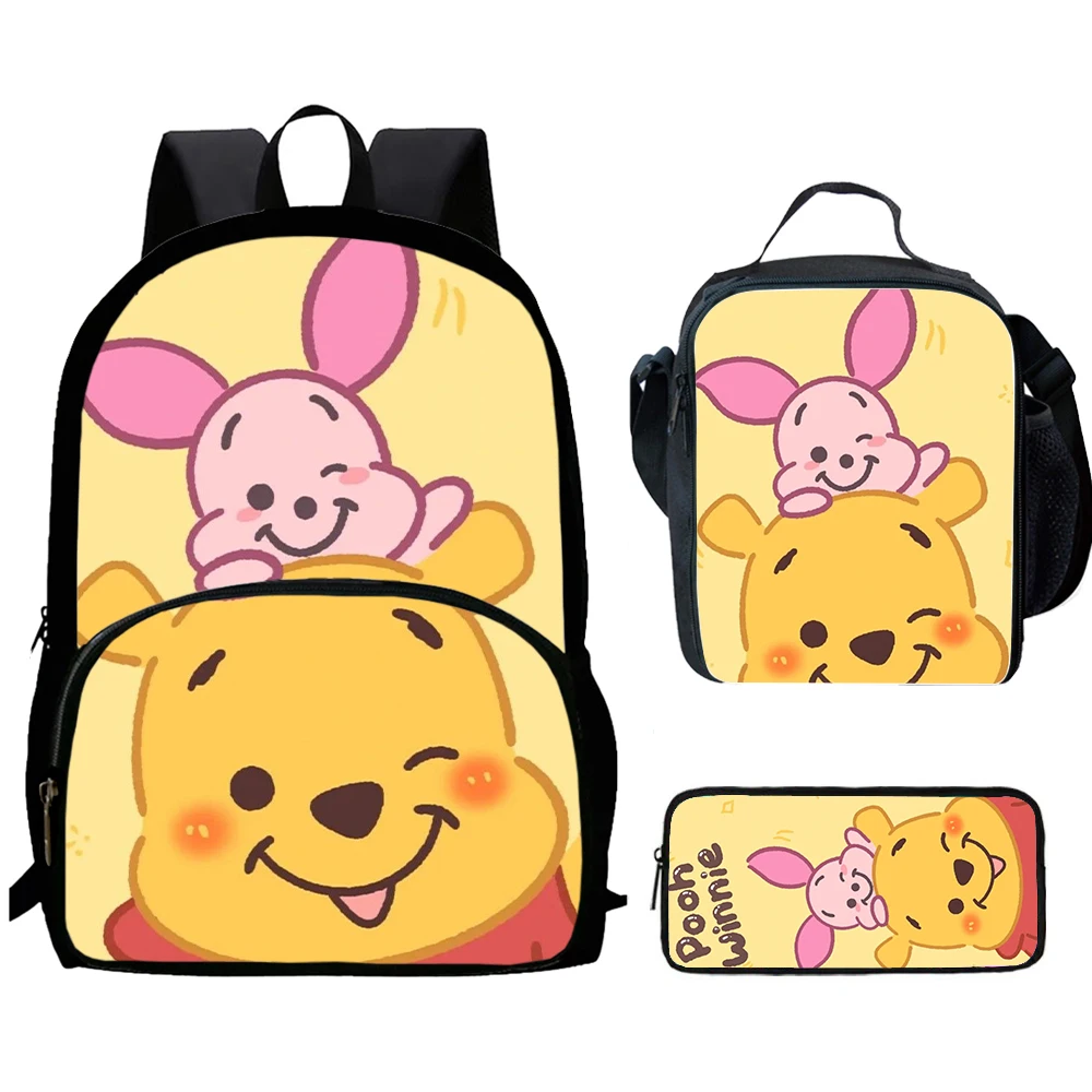 

Cartoon W-innie Child Backpack with Front Pocket,Lunch Bags,Pencil Bags for Aged 5-10,Cartoon W-innie School Bags for Boys Girls